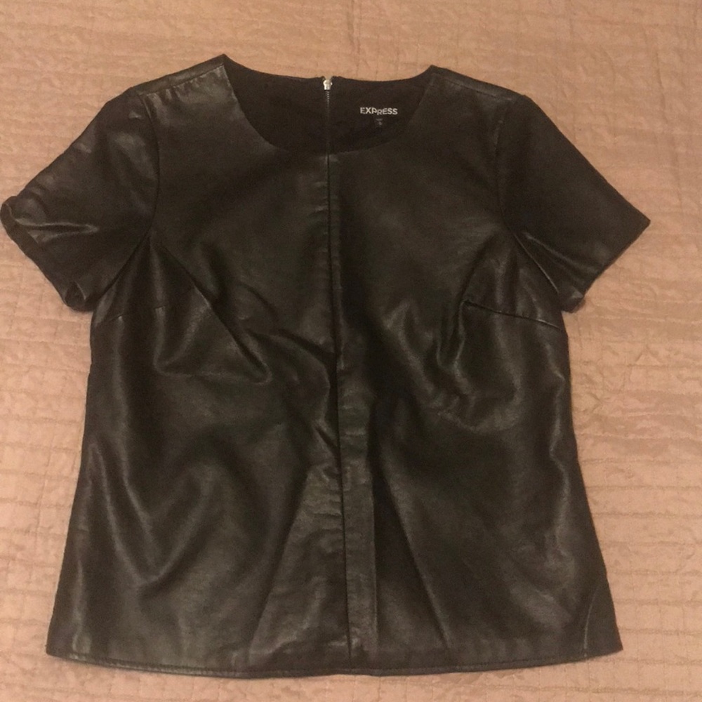 Faux leather top